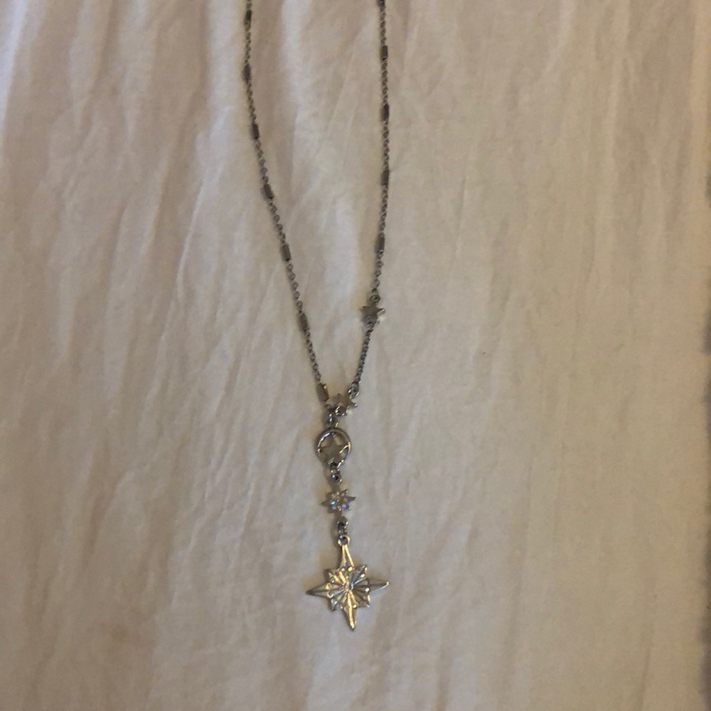 Silver Long Star Pendant Necklace